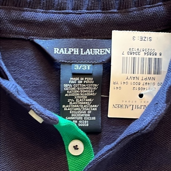 Brand New Polo Ralph Lauren Navy Blue Polo Shirt Ruffle Collar Embroidered Pony - Picture 2 of 10